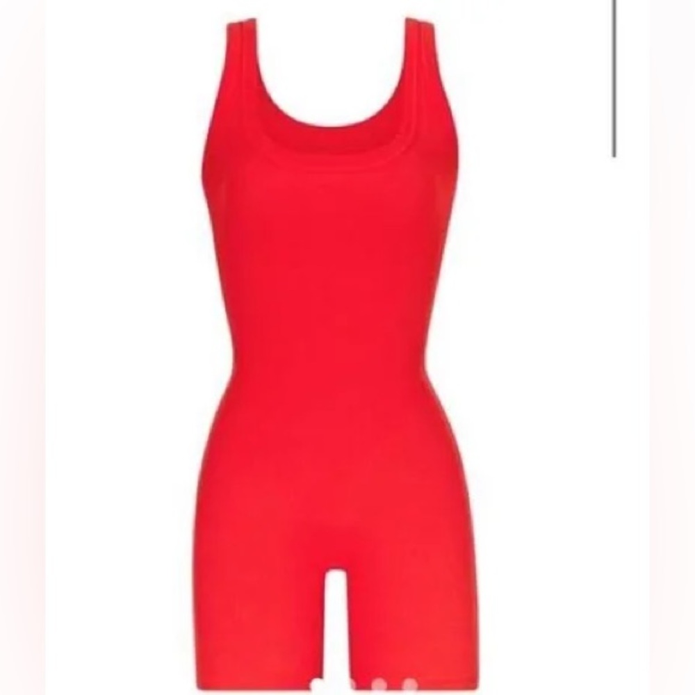 Skims Red Bodysuit One Piece with Racerback Design